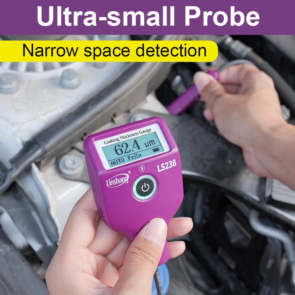 Digital Paint Thickness meter Automotive Coating Tester LS238 Small probe with Bluetooth Ruby iron aluminum dual purpose