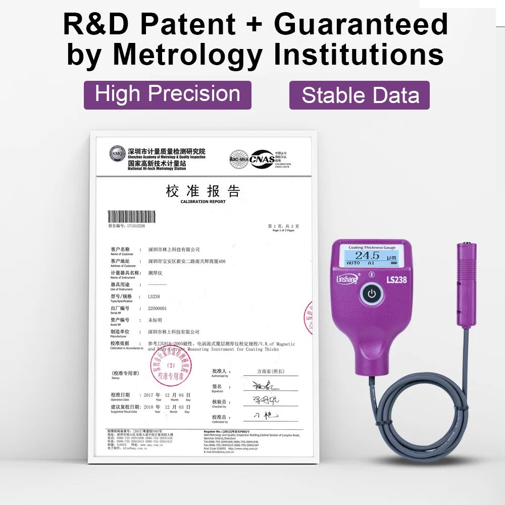 Digital Paint Thickness meter Automotive Coating Tester LS238 Small probe with Bluetooth Ruby iron aluminum dual purpose