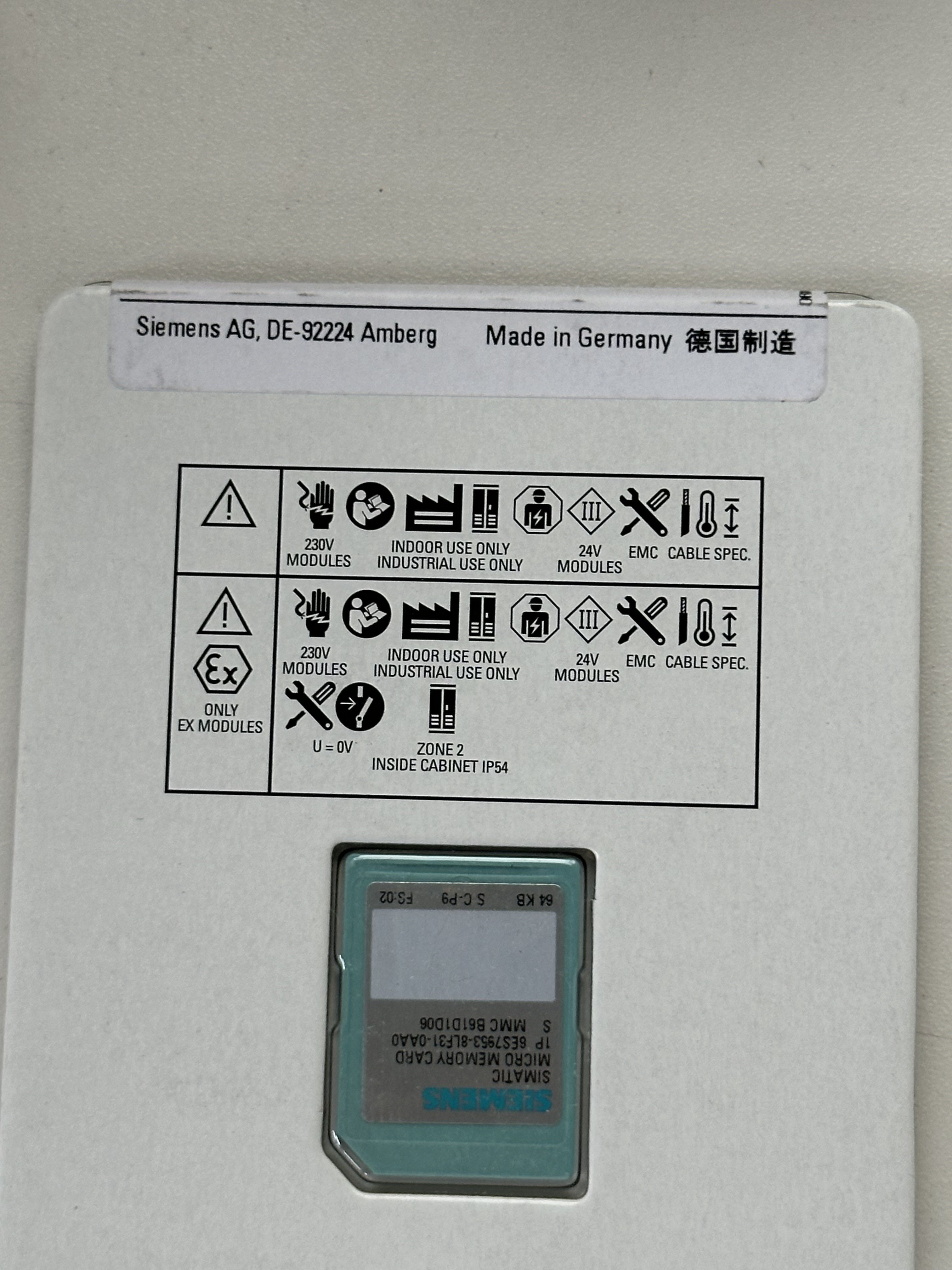 Siemens SIMATIC S7 Micro Memory Card 3V Nflash 64 KB 6ES7953-8LF31-0AA0 for S7-300/C7/ET 200