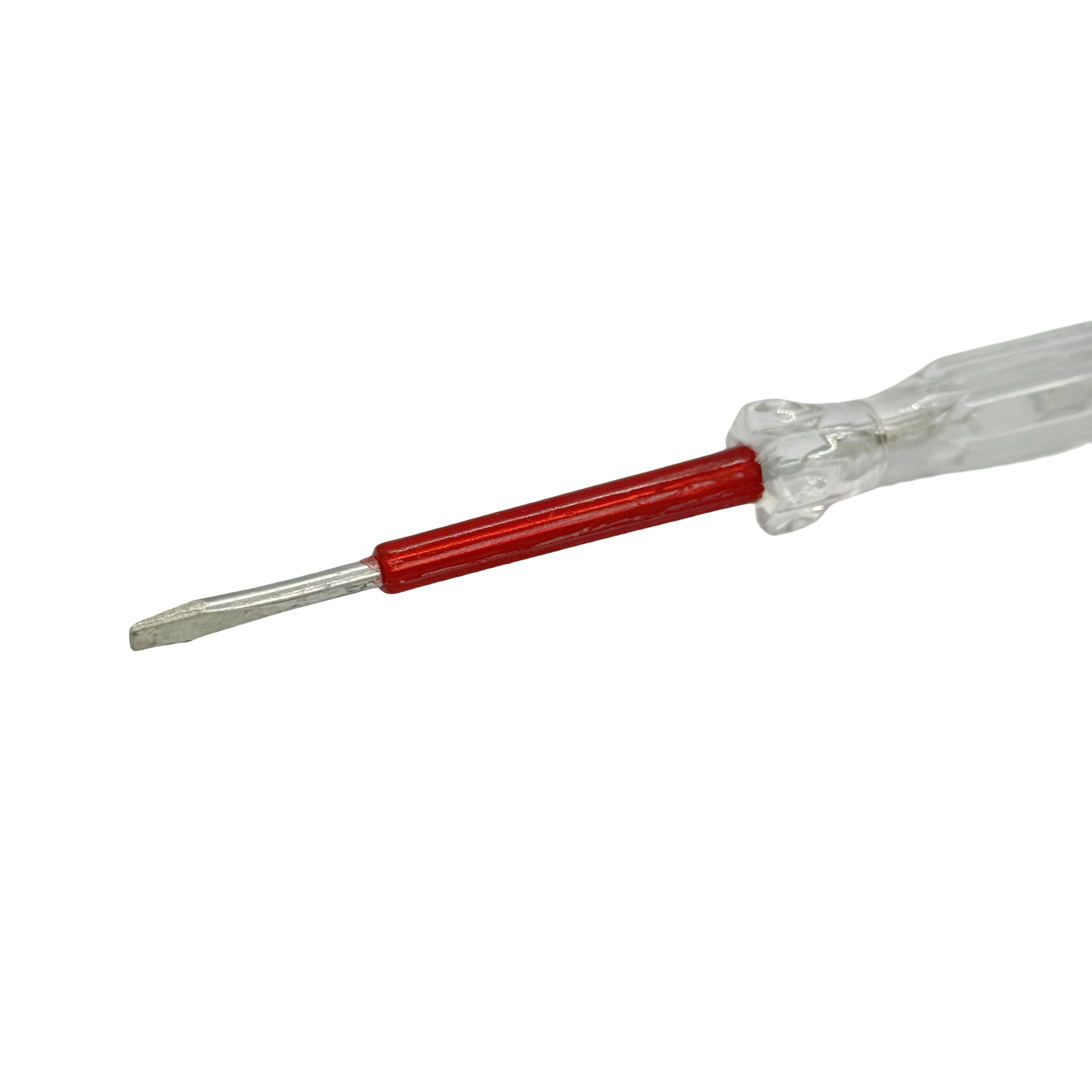Factory stock customized 5.2-inch red electrical insulation plastic flat head portable safety test pen screwdriver