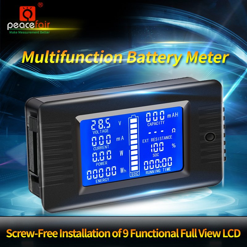Peacefair PZEM-015 0-200V Voltage 100A Current Discharge Impedance Capacity DC Energy Meter Watt Meter Li-ion Battery Tester