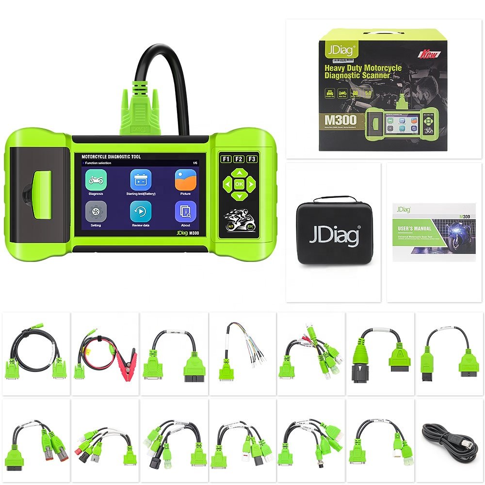 JDiag M300 Motorcycle 2in1 OBD2 Automotive Diagnostic Scanner Support 12V Battery Analyzer Tester