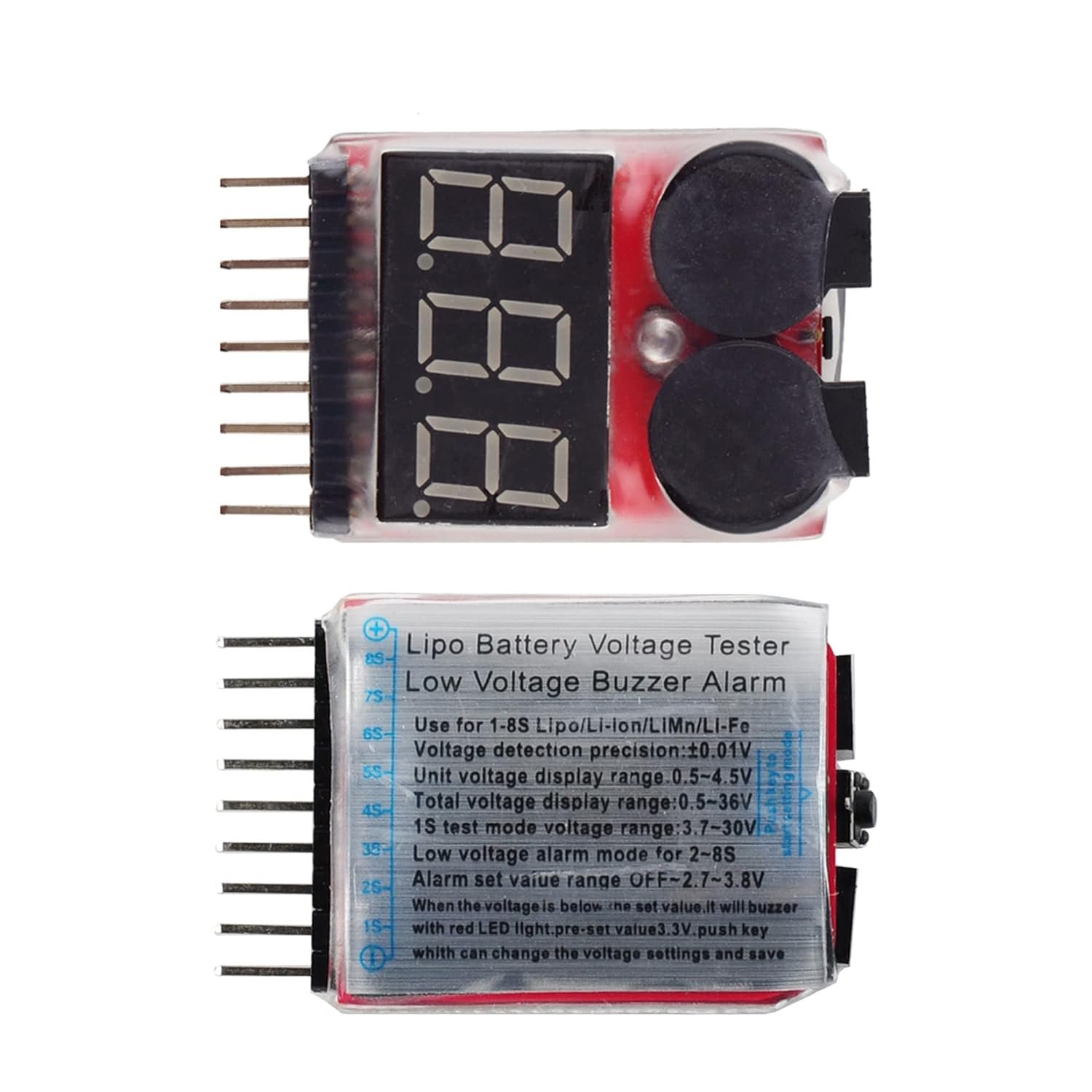 2In1 1-8S Lipo Battery Voltage Tester Rc Low Voltage Buzzer Lipo Battery Ir Tester Monitor Use Lipo Battery Voltage Tester