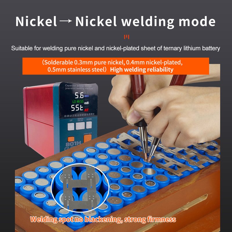 Glitter 801H 19.8KW Spot Welder 73SA Fixed Spot Welding Head 75A Spot Welding Pen Battery Pack 0.05-0.5mm Depth Battery Testers