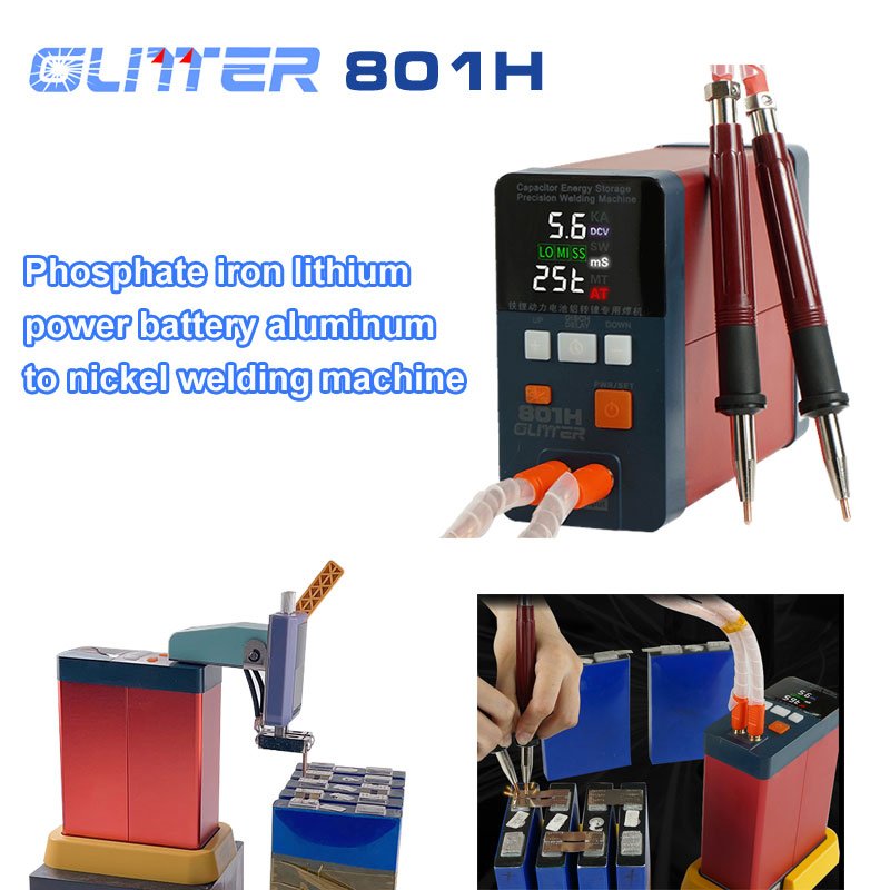 Glitter 801H 19.8KW Spot Welder 73SA Fixed Spot Welding Head 75A Spot Welding Pen Battery Pack 0.05-0.5mm Depth Battery Testers