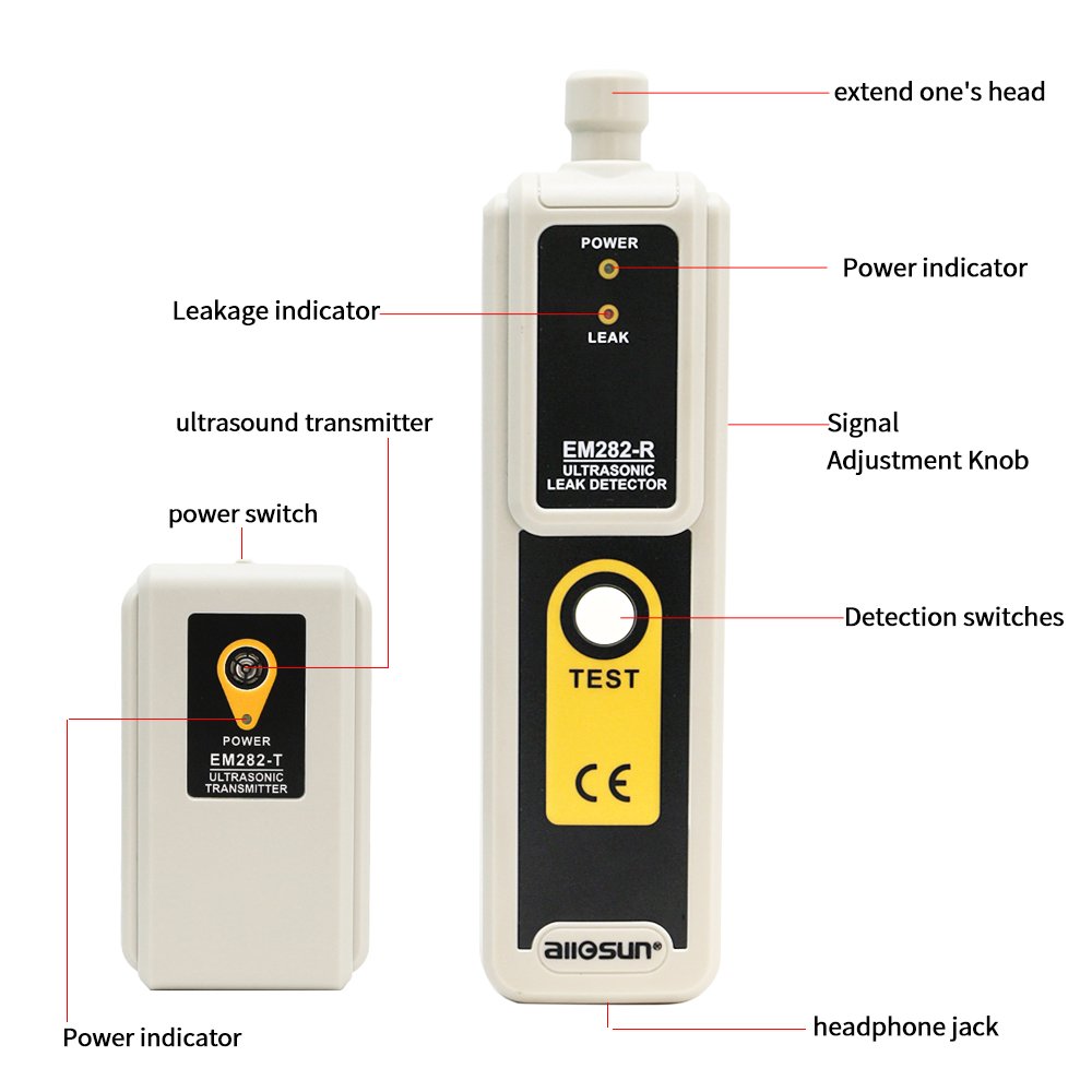 EM282 Ultrasonic Gas Leak Detector 40KHz High Precision Air Conditioning Leak Detector Gas Liquid Leak Detection