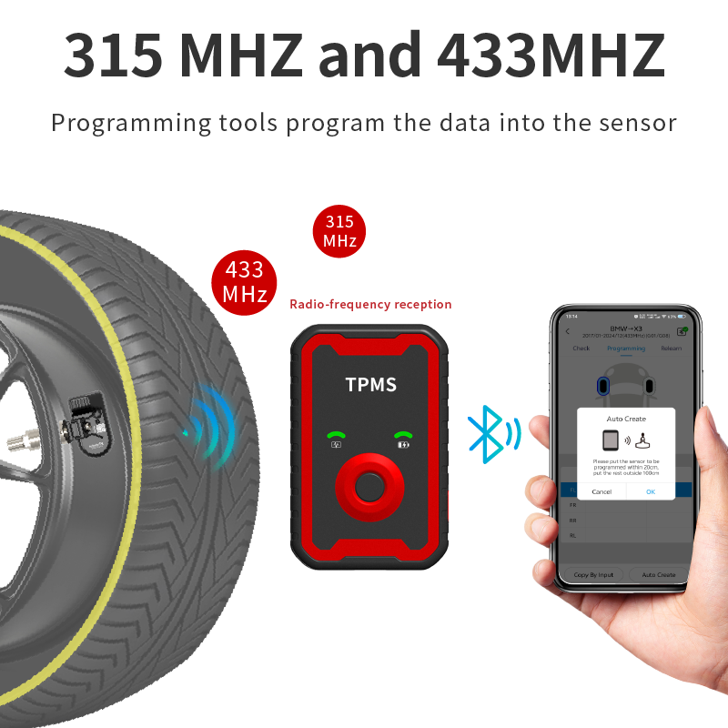 Programmable universal Tpms 315MHz 433MHz 2in1 A9 TPMS sensor Solution Diagnostic Tool for cars Tpms Tool