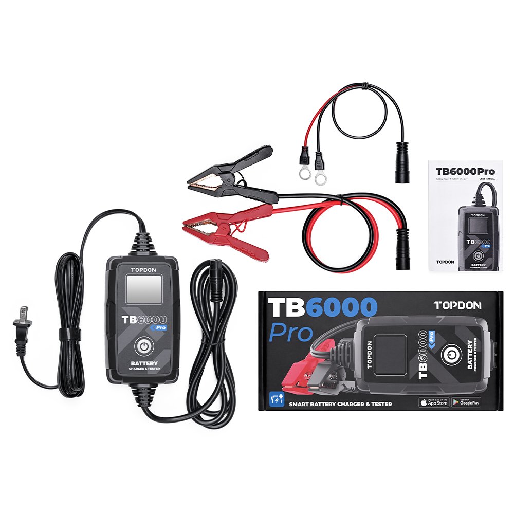 portable topdon TB6000 Pro lead acid lithium 12v 24v automatic auto 12 v automotive vehicle battery charger power bank for car