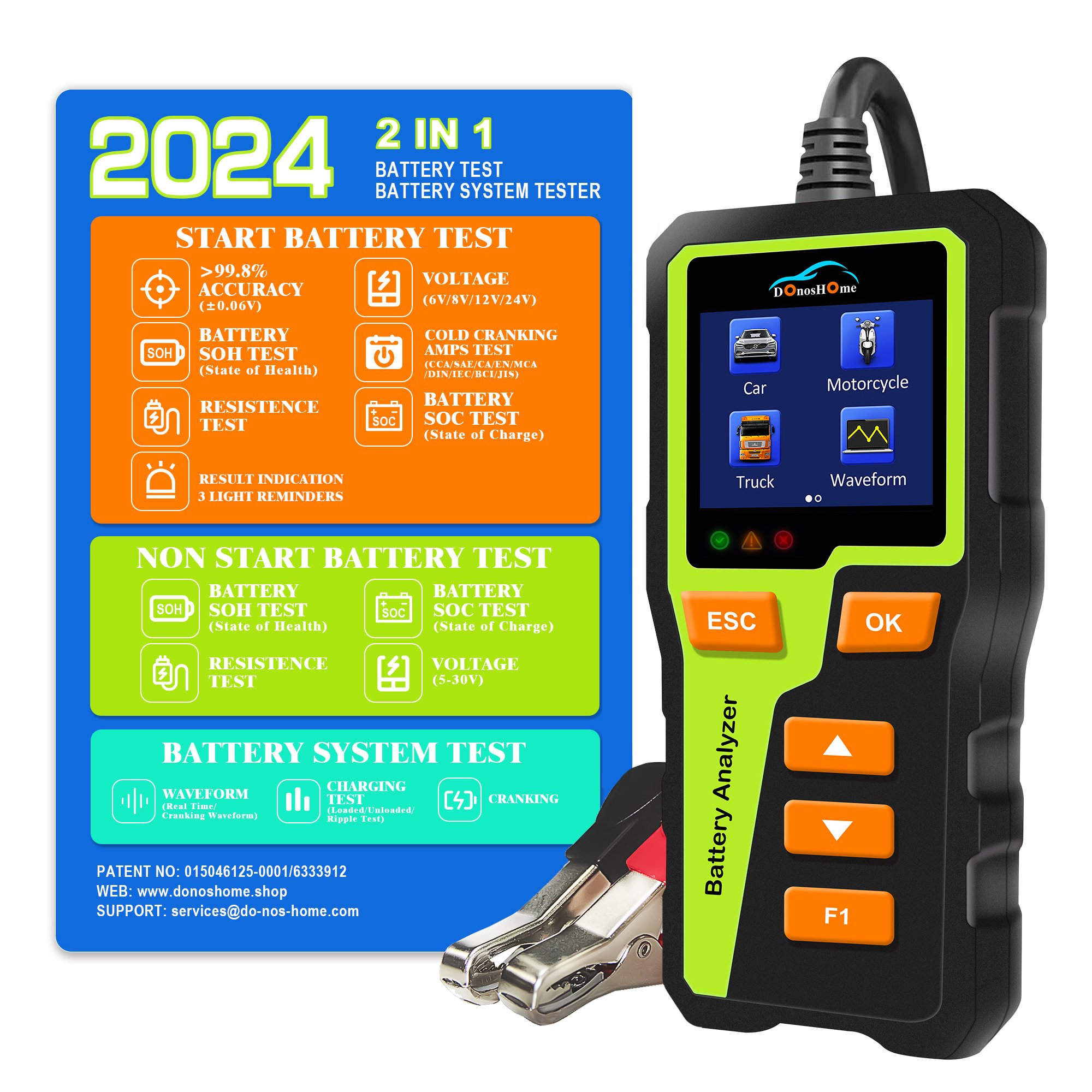 New Version Battery Tester 5-30V 100-2000 CCA AGM Lithium Gel Car Alternator Tester Digital Charging Crank System Tester