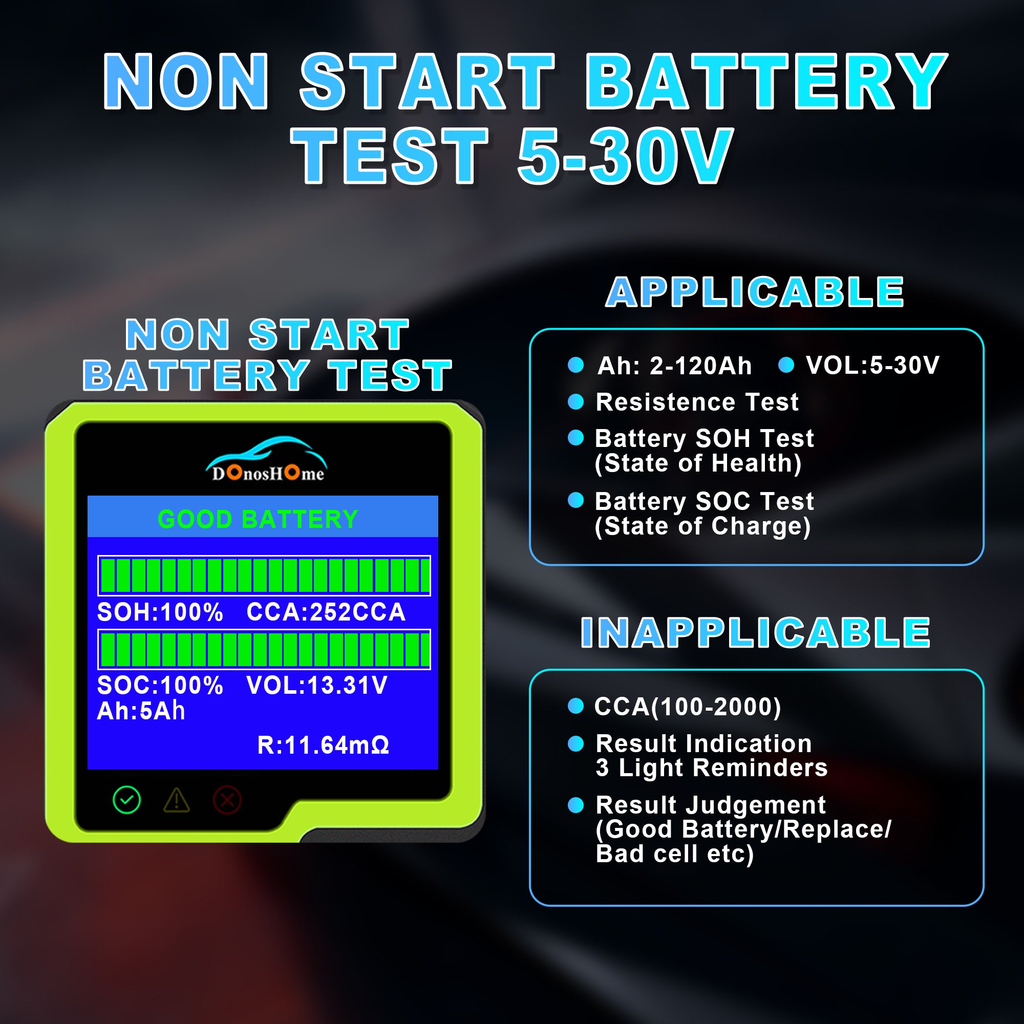 New Version Battery Tester 5-30V 100-2000 CCA AGM Lithium Gel Car Alternator Tester Digital Charging Crank System Tester