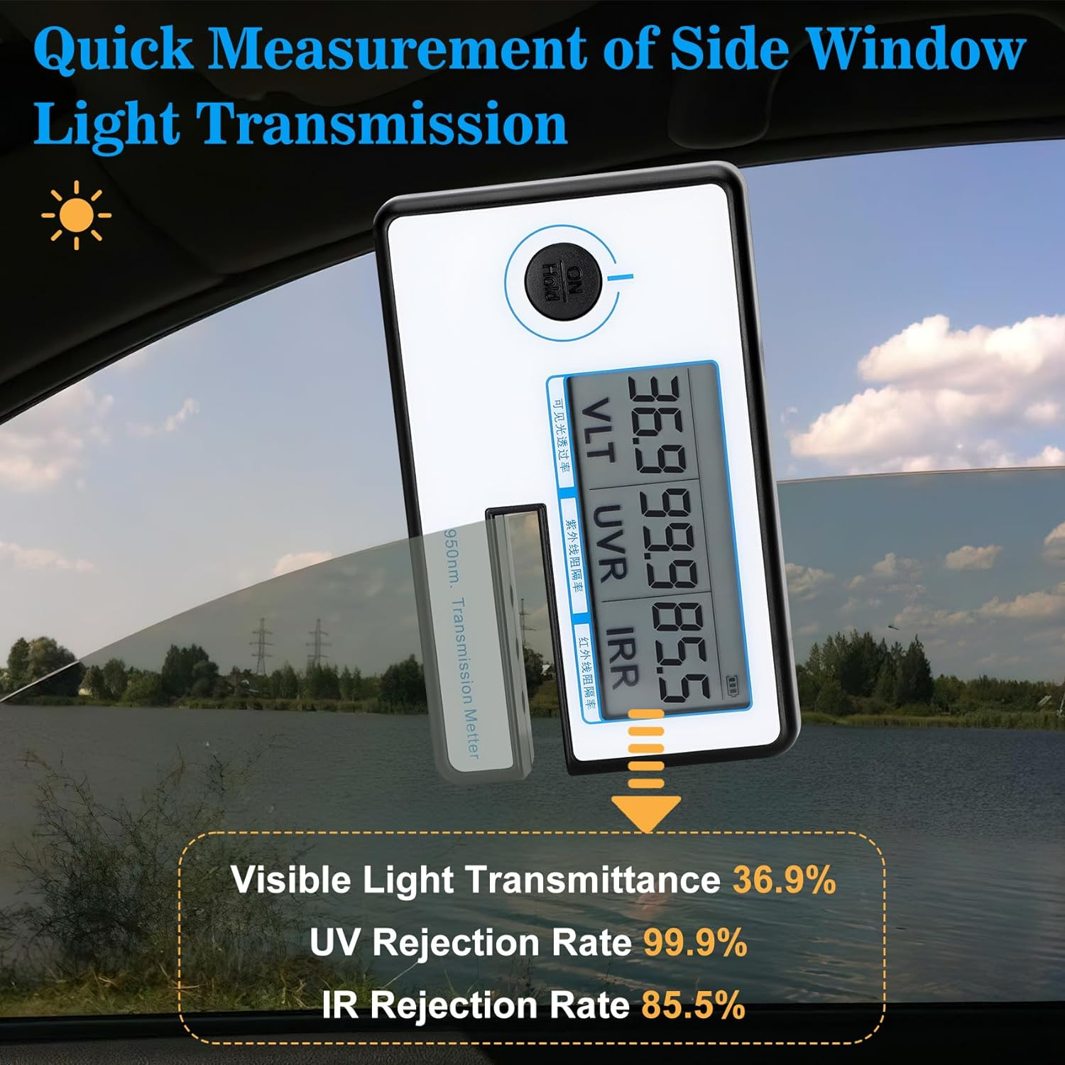 Portable Window Tint Transmission Meter Linshang LS162 Measure IR Rejection UV Blocking Rate Visible Light Transmittance