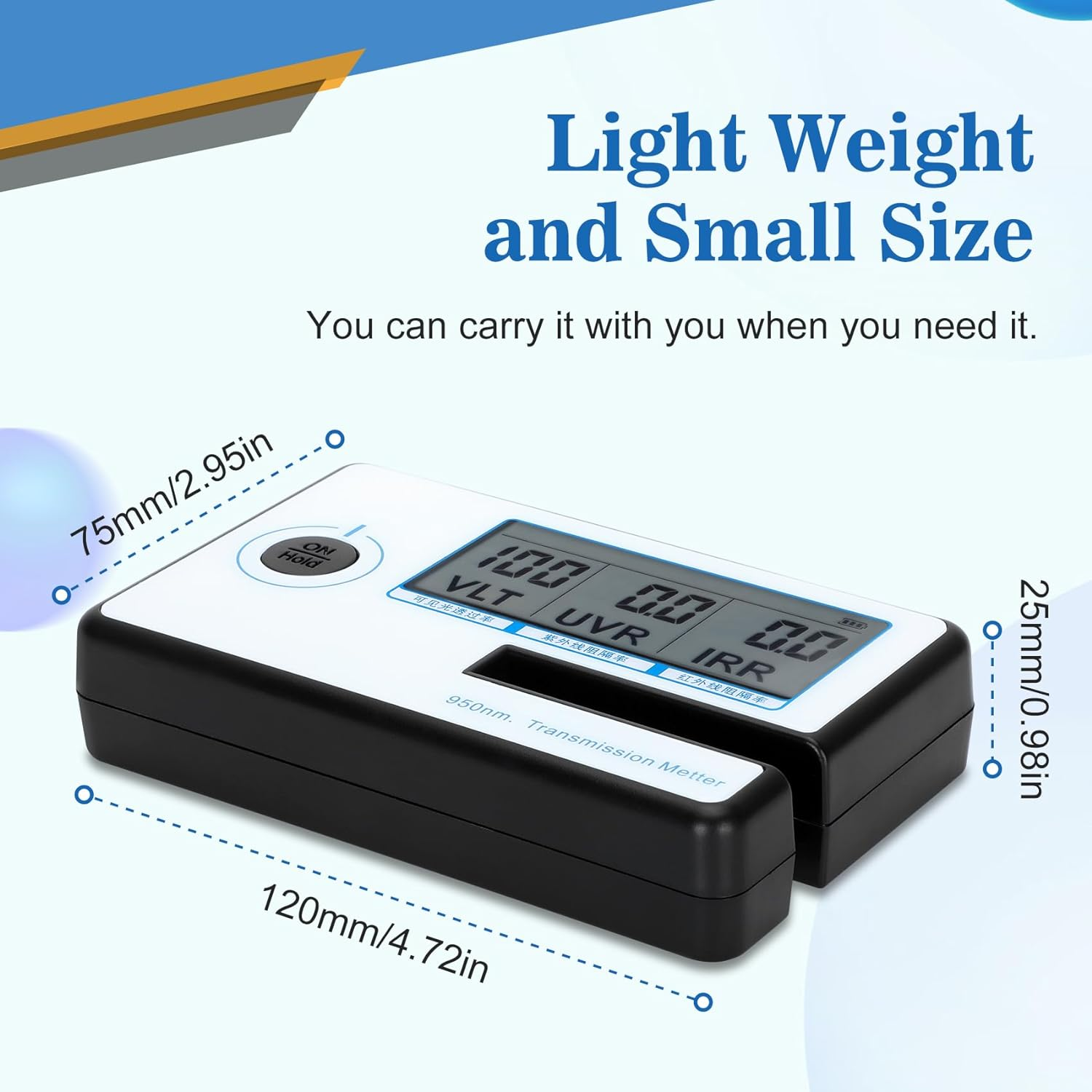 Portable Window Tint Transmission Meter Linshang LS162 Measure IR Rejection UV Blocking Rate Visible Light Transmittance
