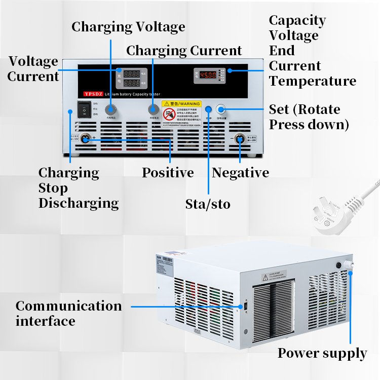 YPSDZ-800-1000 Battery Tester Lithium Lead-acid Batteries Capacity Test Charge Discharge Support PC Software Control