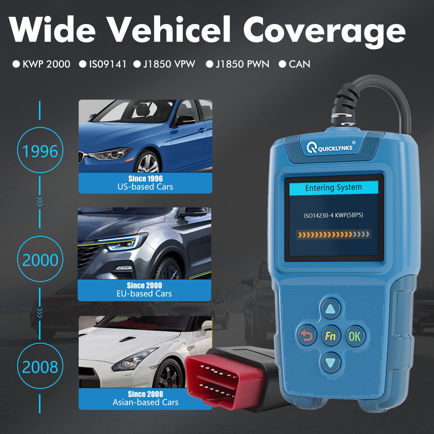 Auto Diagnostic tool 2-in-1 OBD2 Scan and Battery test Auto engine analysis Fault code Start battery level health detection