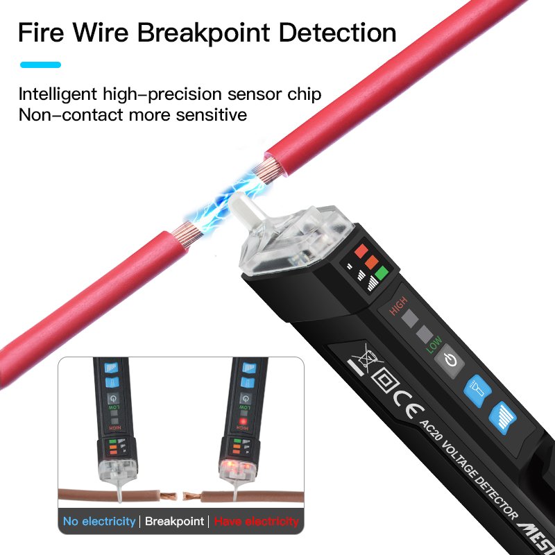 Mestek Professional AC20 Pen Type High Voltage Tester Intelligent Induction High Precision AC20 Voltage Sensor Tester Pen