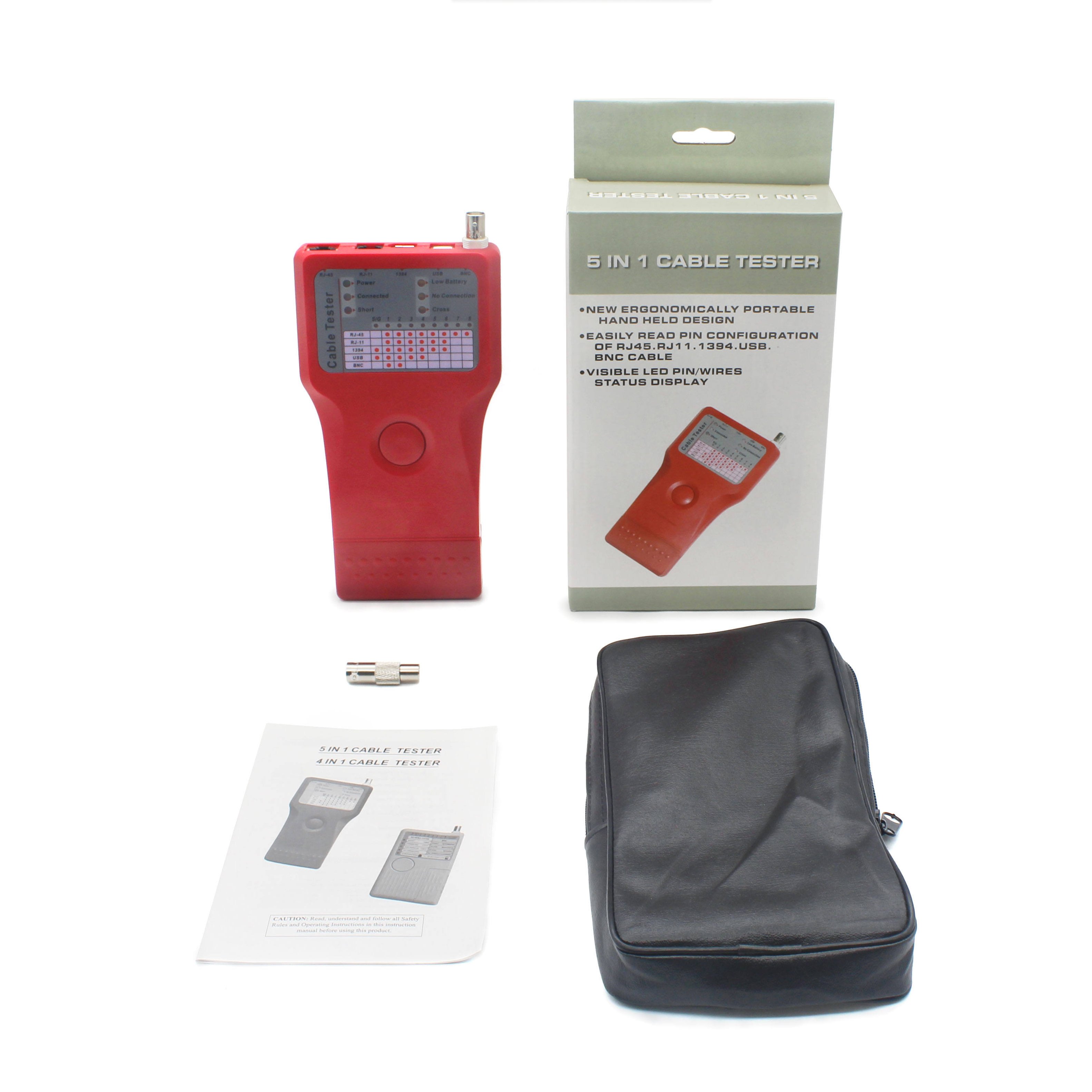 PREMIER 5-in-1 Remote Unit Multifunction RJ-11 RJ-45 Firewire USB BNC Network Lan Cable Tester