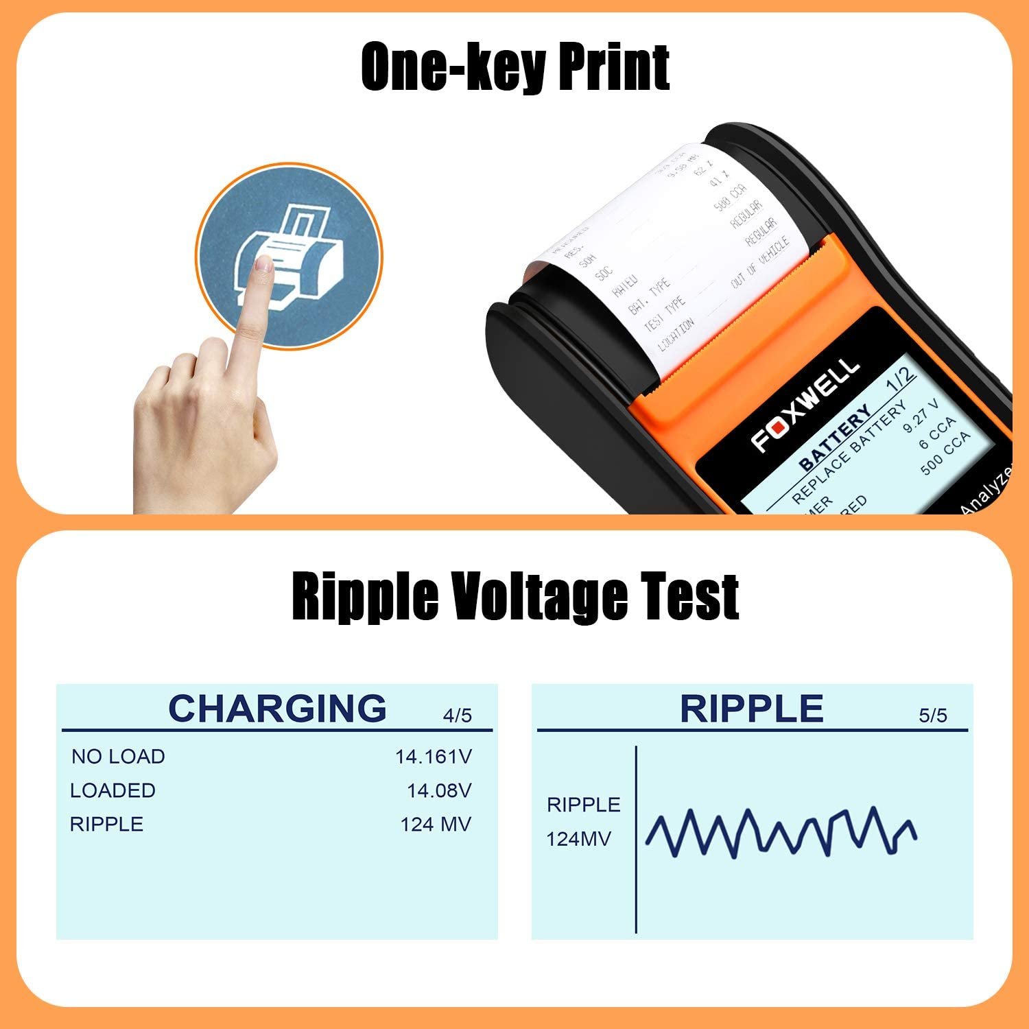 Automotive Battery Check Machine Foxwell BT780 Battery Tester 12V 24VBattery Load Tester with Printer