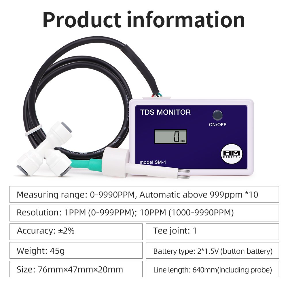 New Arrivals SM-1 TDS Tester Online Water Quality Detector Meter Digital DM1 Dual TDS Monitor With Probe