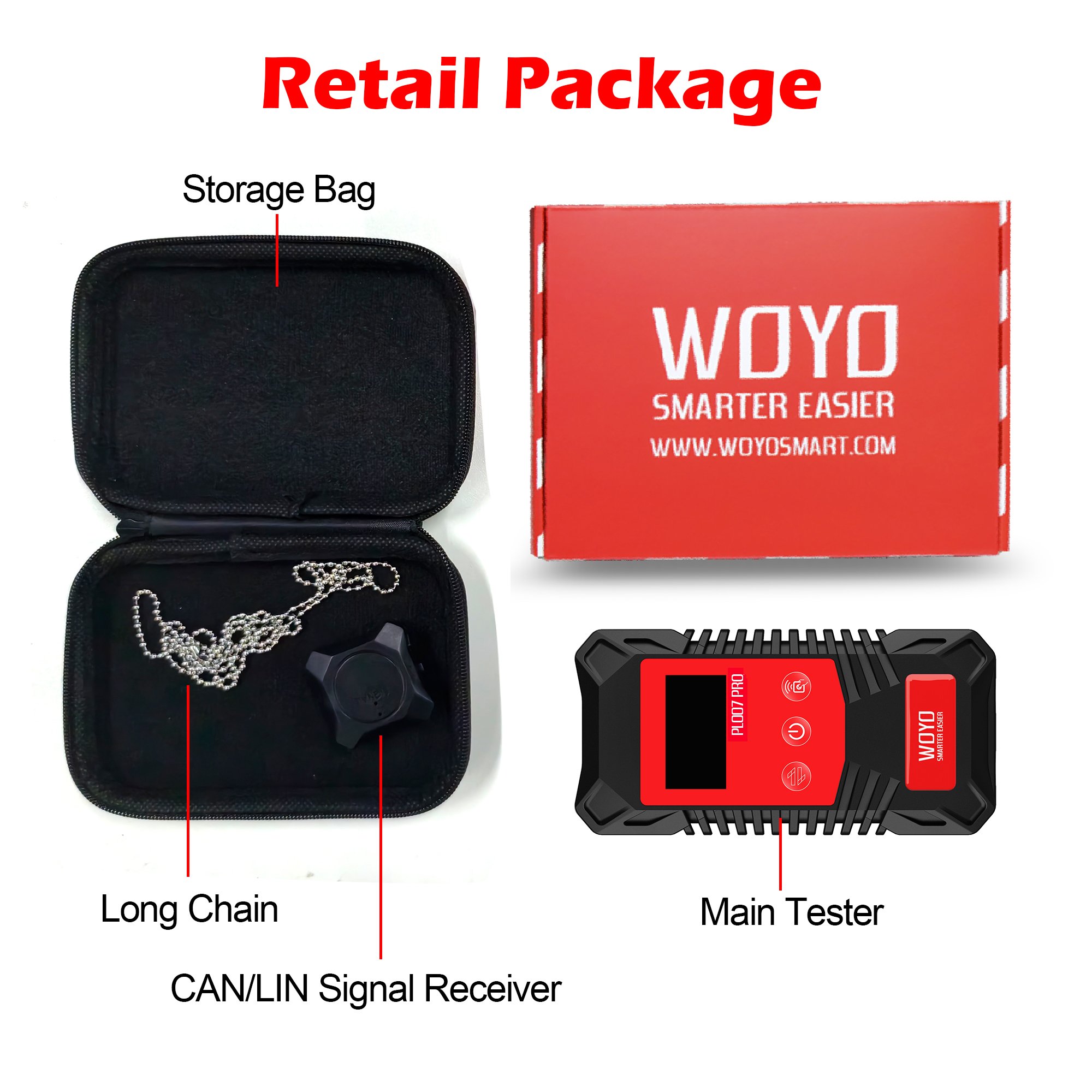 WOYO PL007 Pro CAN LIN PWM Signal Tester CAN BUS Analyzer Read Baud&ID Data Automatically Identify the Direction of CAN-H&CAN-L