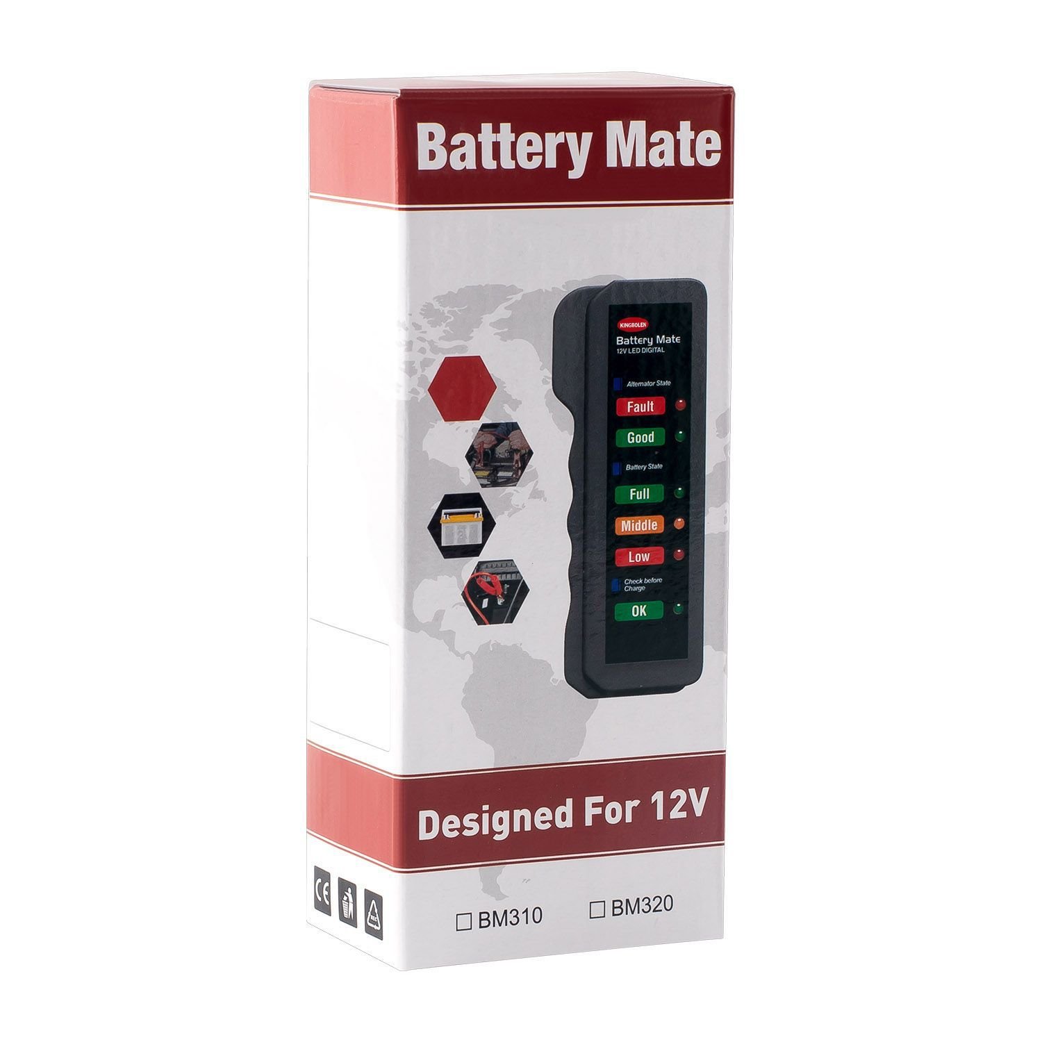 Car Battery Tester BM310 12V Digital 6 LED Light Copper Clip Alternator Motorcycle Auto Battery Analyzer Car Diagnostic Tool