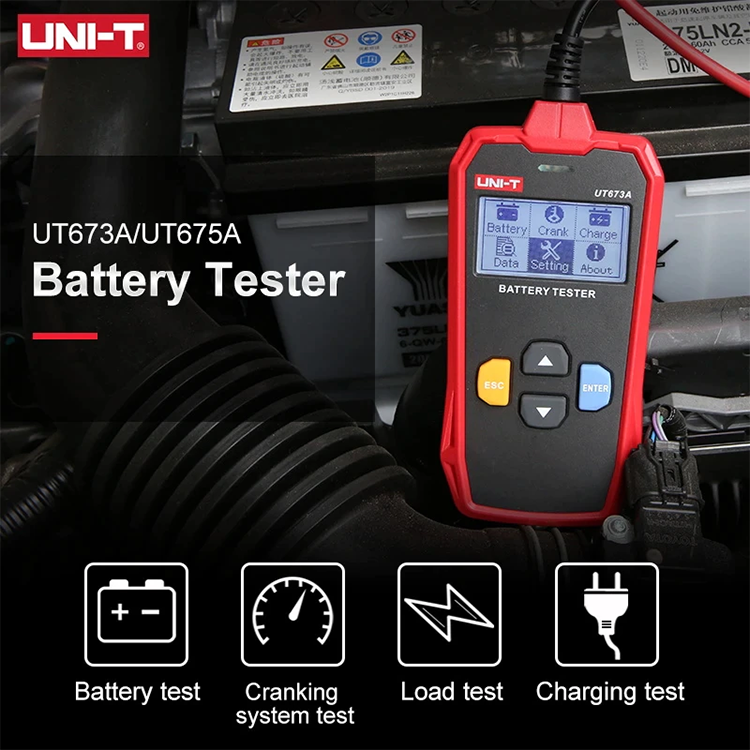 Car Battery Tester 24V 12V Volt Automotive Load Checker CCA Analyzer UNI-T UT673A