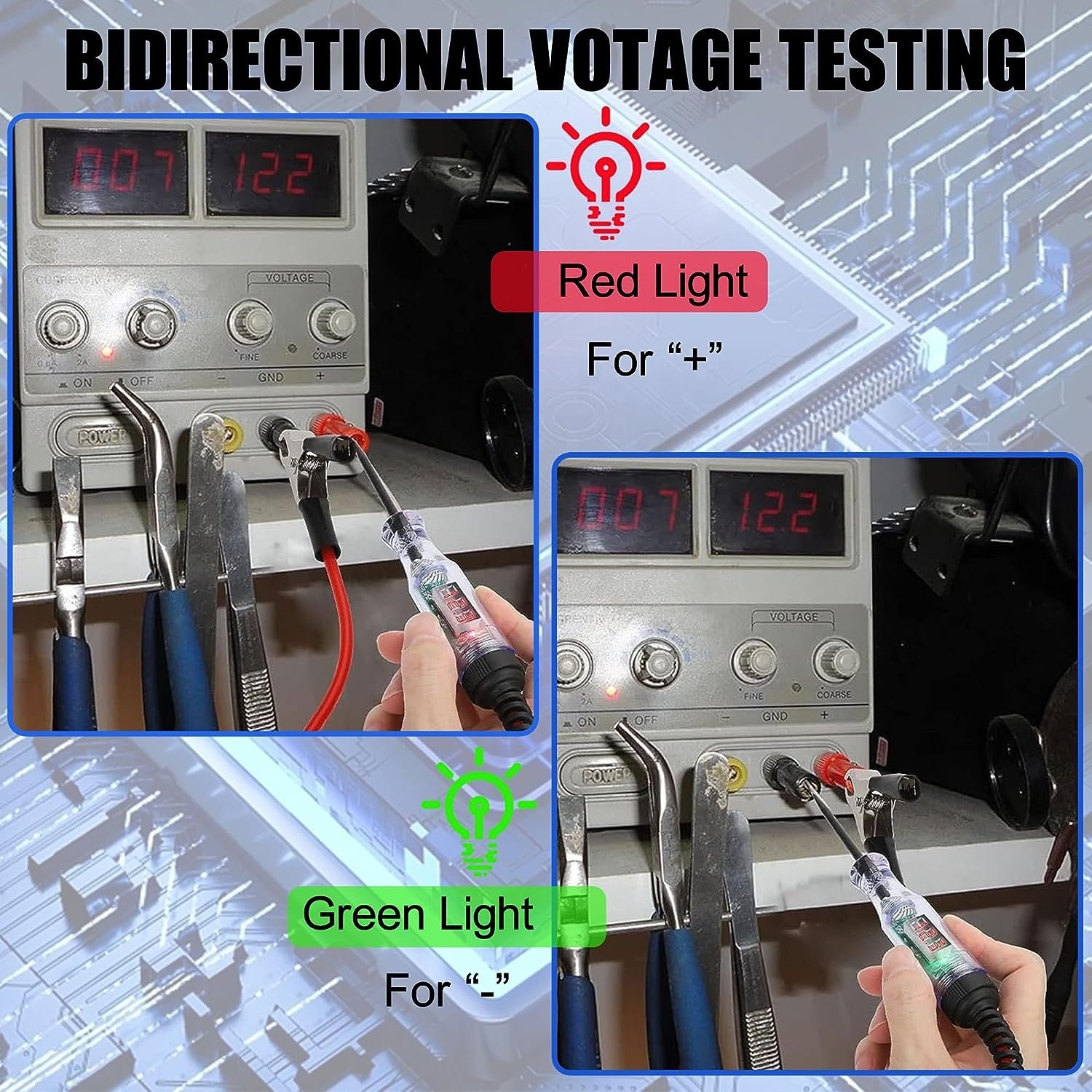 Automotive Circuit Tester, DC 3-48V Inductive Testl Electric Voltage Pen with LED Digital Display Light Auto Voltage Tester