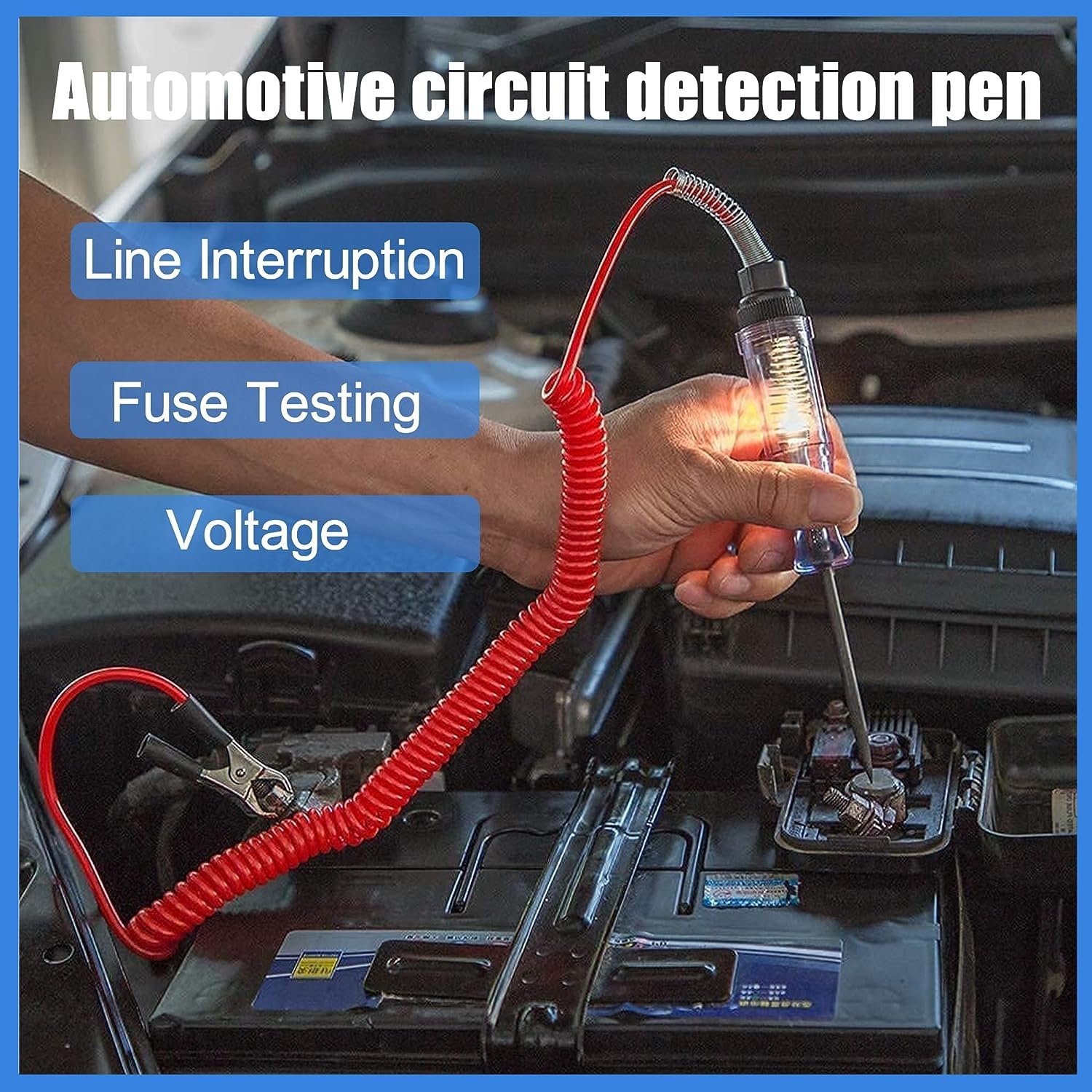 Automotive Circuit Tester, DC 3-48V Inductive Testl Electric Voltage Pen with LED Digital Display Light Auto Voltage Tester