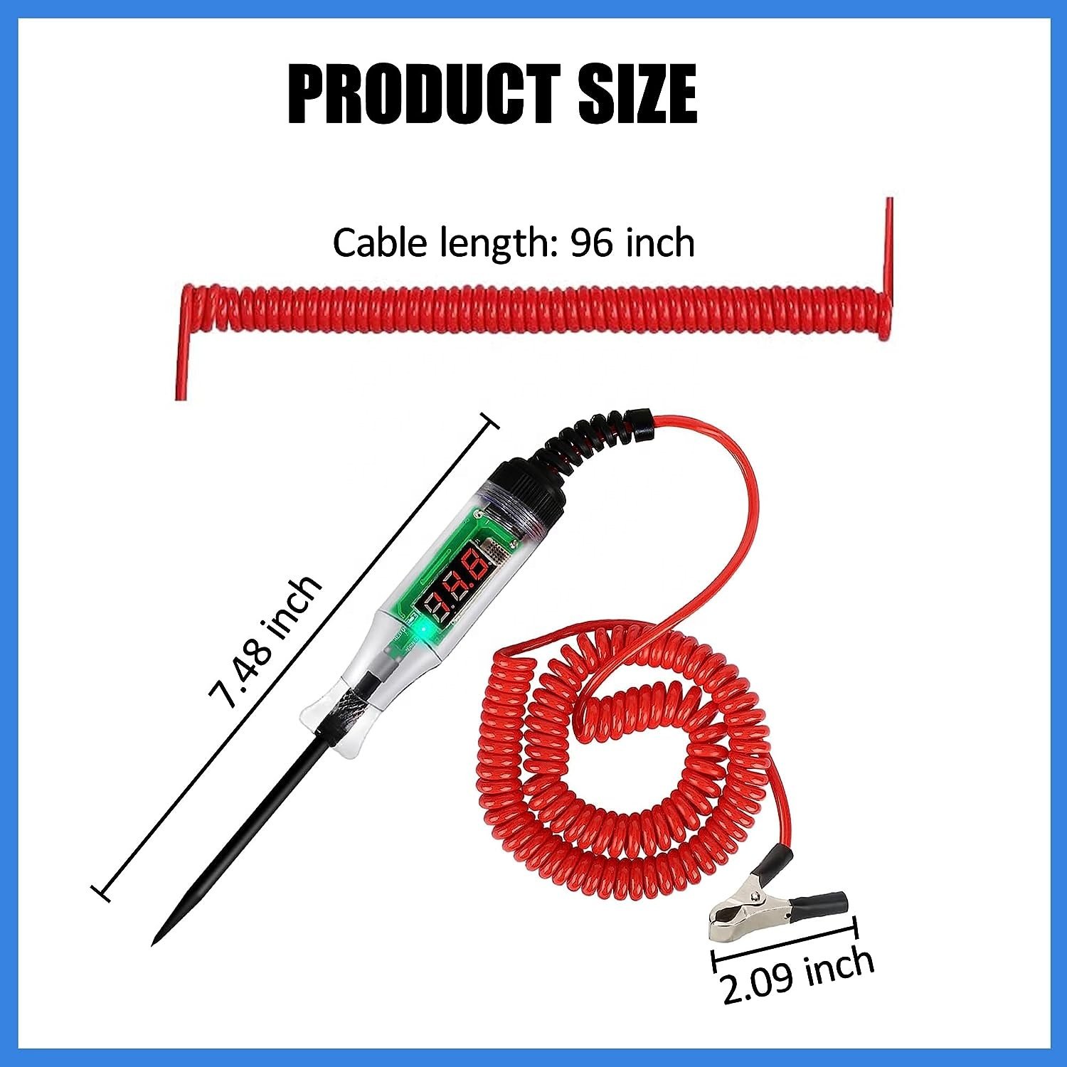 Automotive Circuit Tester, DC 3-48V Inductive Testl Electric Voltage Pen with LED Digital Display Light Auto Voltage Tester