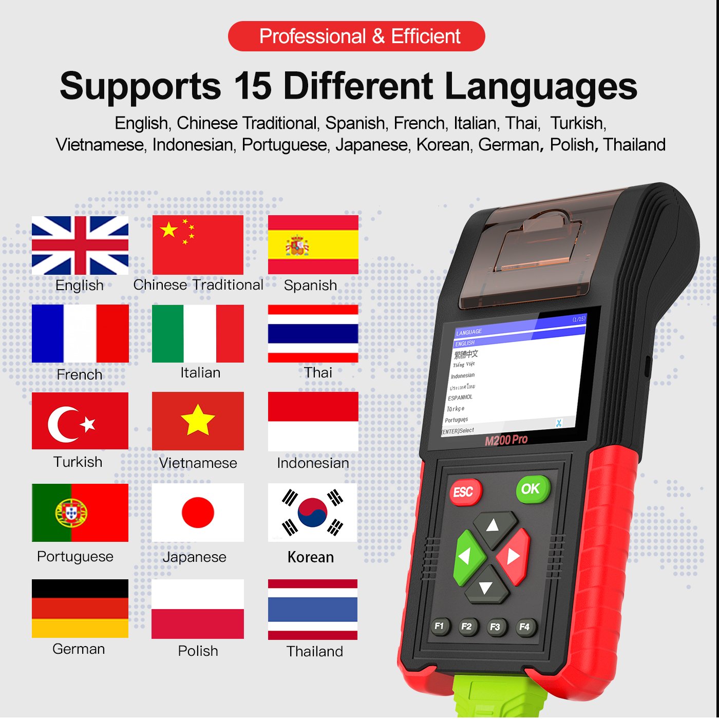 Popular JDiag M200 Pro Standard Version Handheld motorcycle scanner motorcycle battery tester 12v Motor Scan diagnostic tool