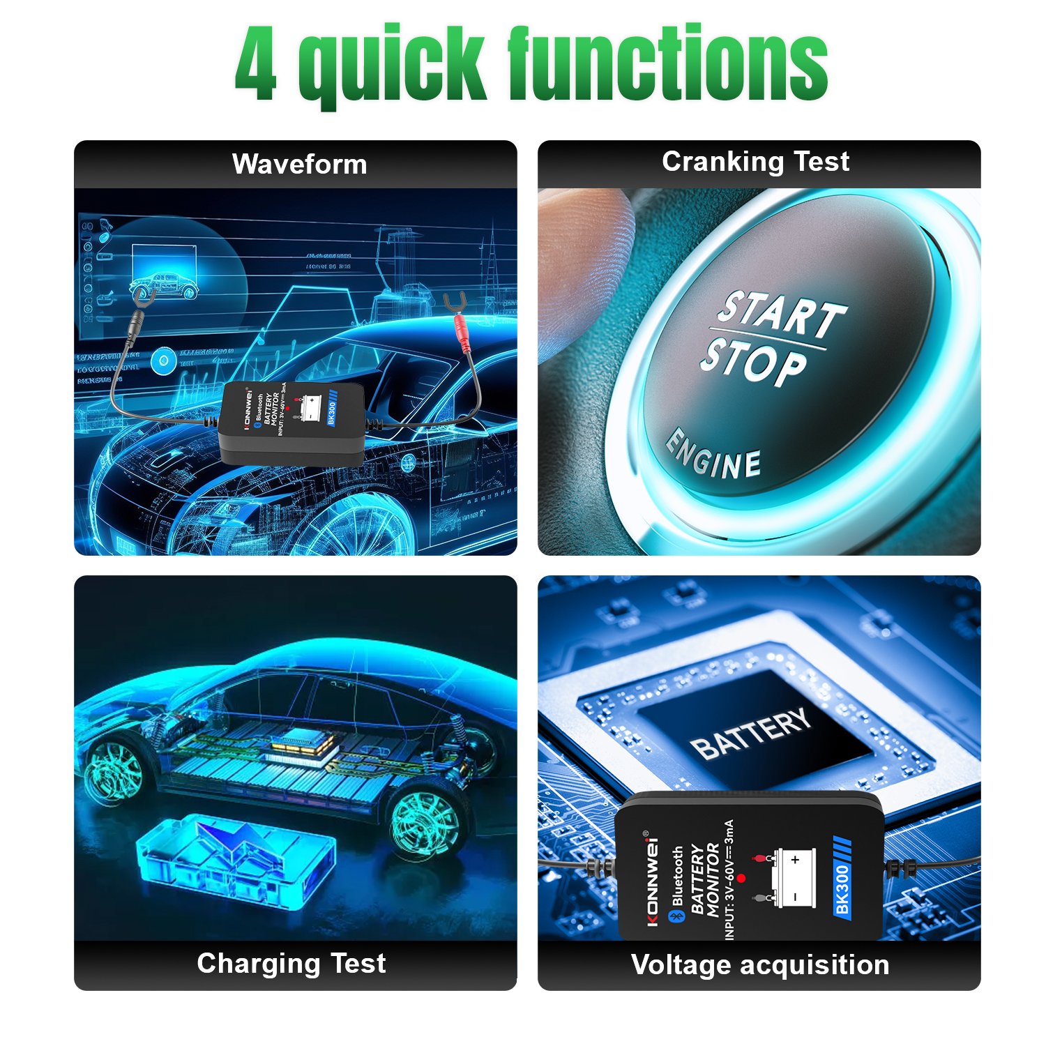 Factory directly KONNWEI BM2 car battery monitor Automotive car battery tester with bluetooth 5.0 BKmonitor APP