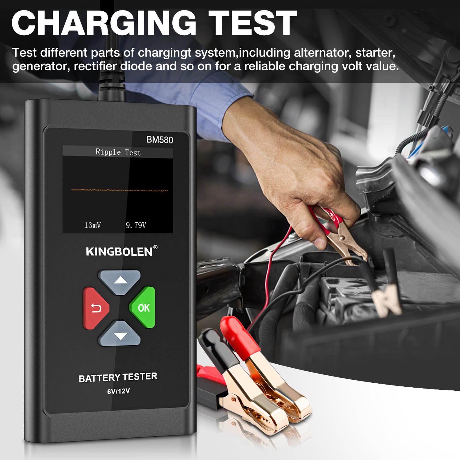Car Battery Tester KINGBOLEN BM580 12V 6V CCA Circuit Tester Cranking Charging Tools BM550 Automotive Battery Analyzer