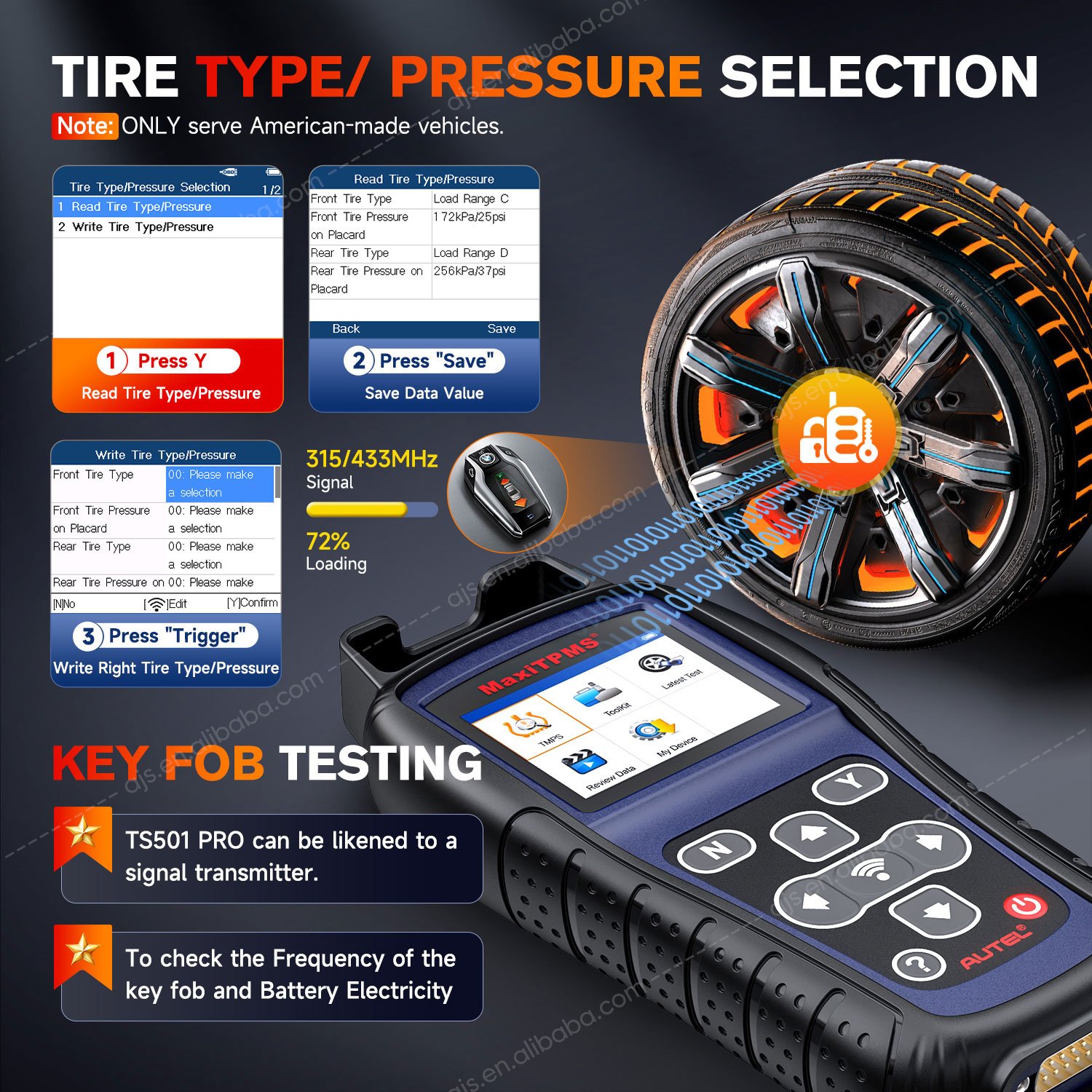Autel MaxiTPMS TS501 PRO Car TPMS Programming Tool Vehicle MX Sensor Tire Pressure Monitoring System OBD2 Scanner Diagnostic
