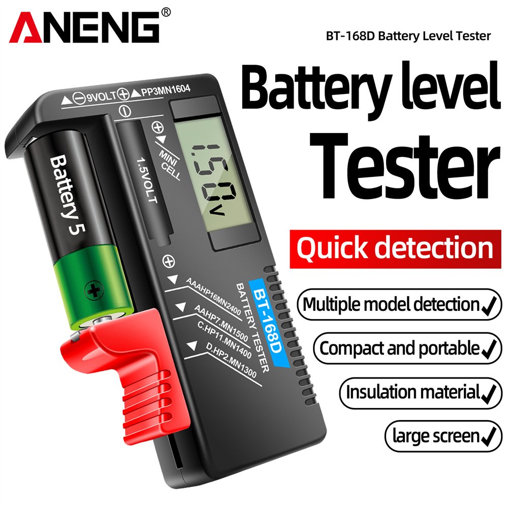 ANENG BT-168D Electronic Digital Lithium Battery Capacity Tester LCD Display Check AAA AA Button Cell Universal Test Tool