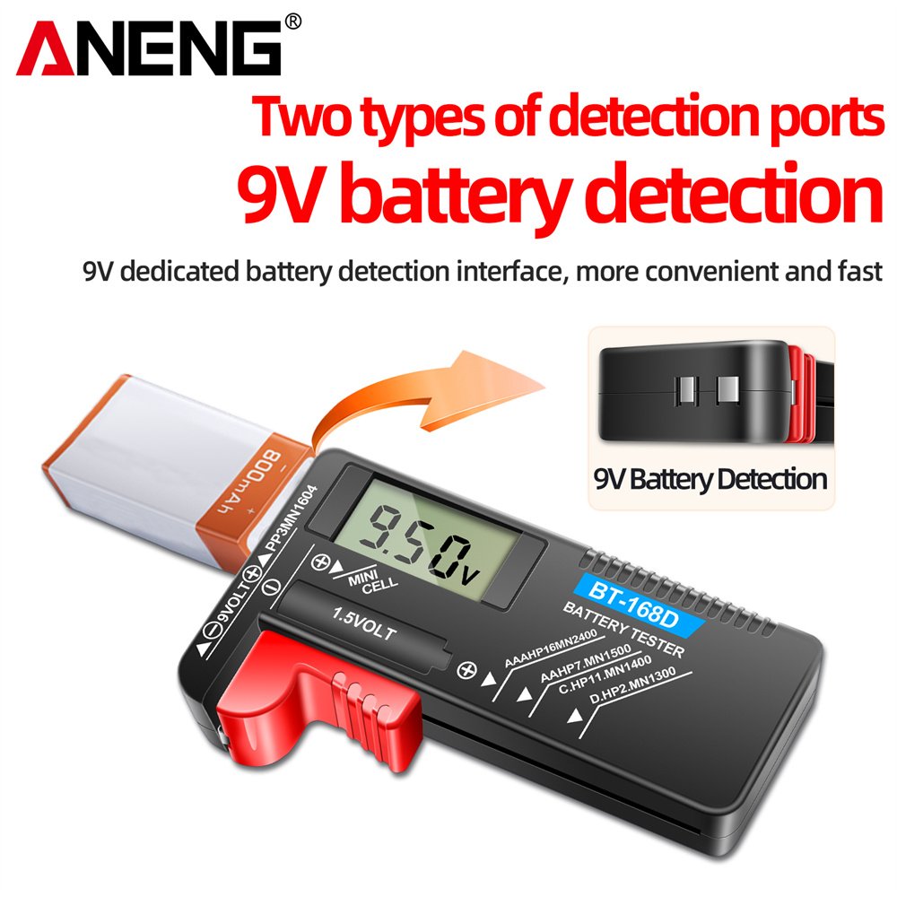 ANENG BT-168D Electronic Digital Lithium Battery Capacity Tester LCD Display Check AAA AA Button Cell Universal Test Tool