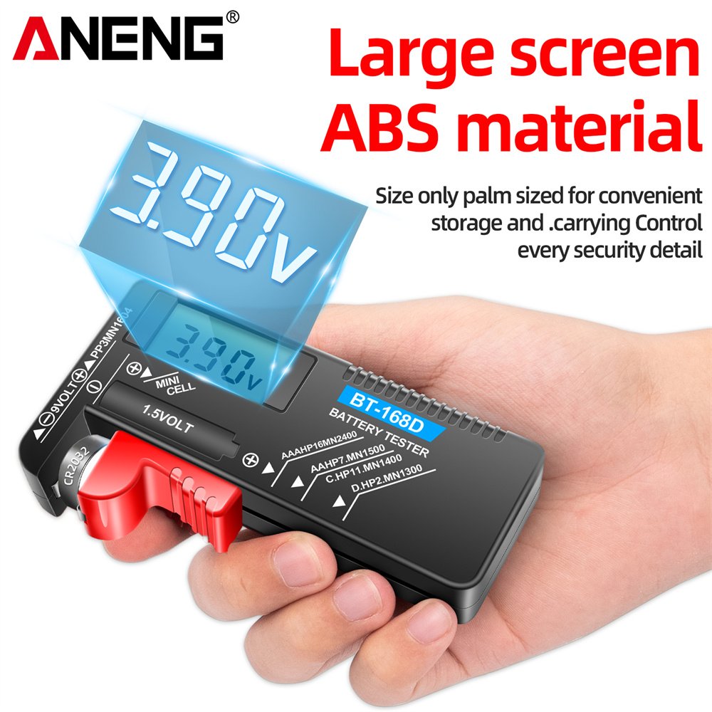 ANENG BT-168D Electronic Digital Lithium Battery Capacity Tester LCD Display Check AAA AA Button Cell Universal Test Tool