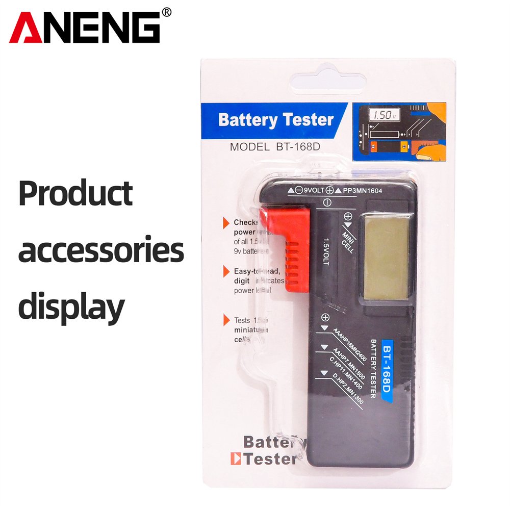 ANENG BT-168D Electronic Digital Lithium Battery Capacity Tester LCD Display Check AAA AA Button Cell Universal Test Tool