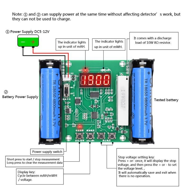 OLT XH-M240 Battery 18650 Lithium Battery Real Capacity Tester Module MaH/mwH Digital Measurement