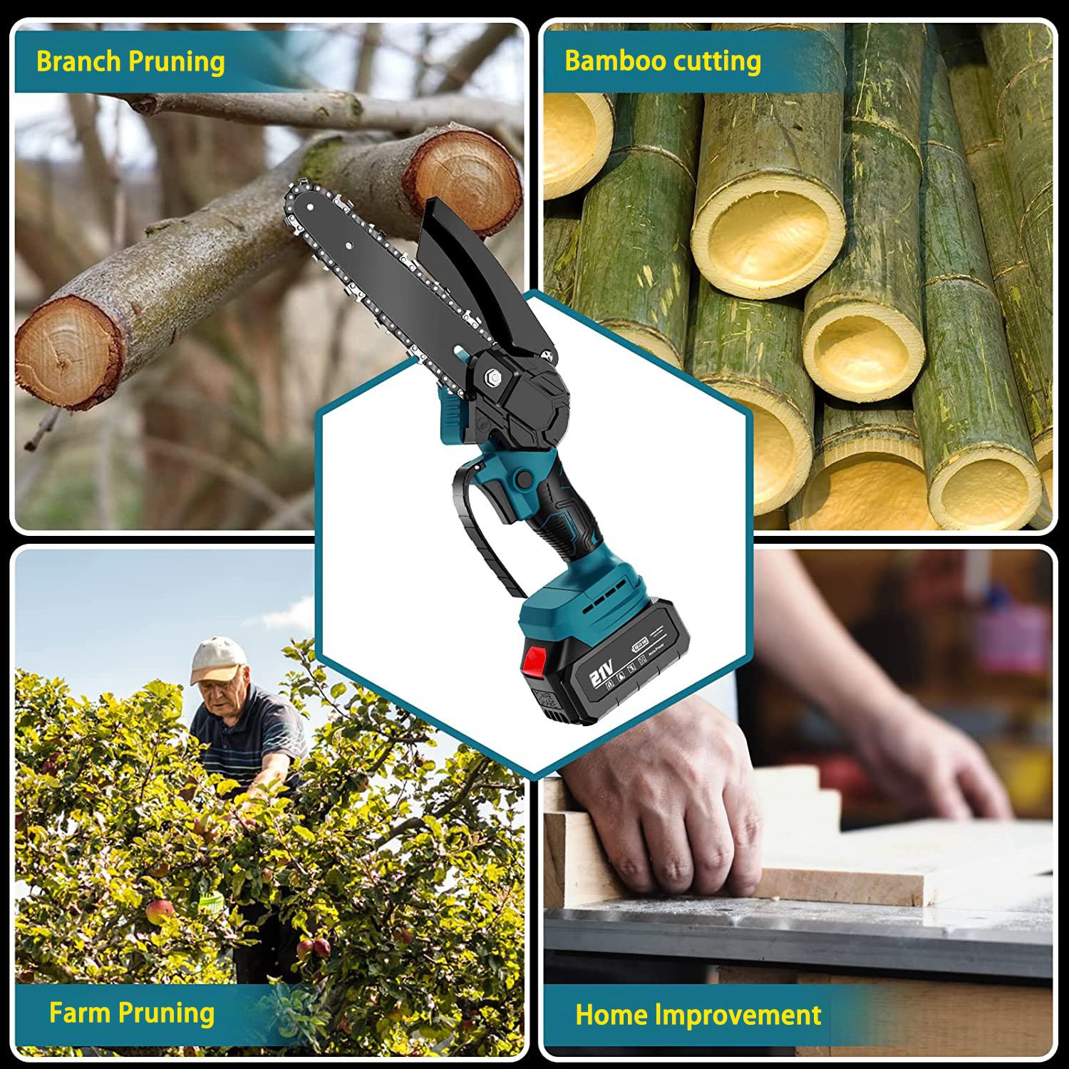High Power Handheld cordless chainsaw garden tool small electric saw lithium battery Portable woodworking chain saw
