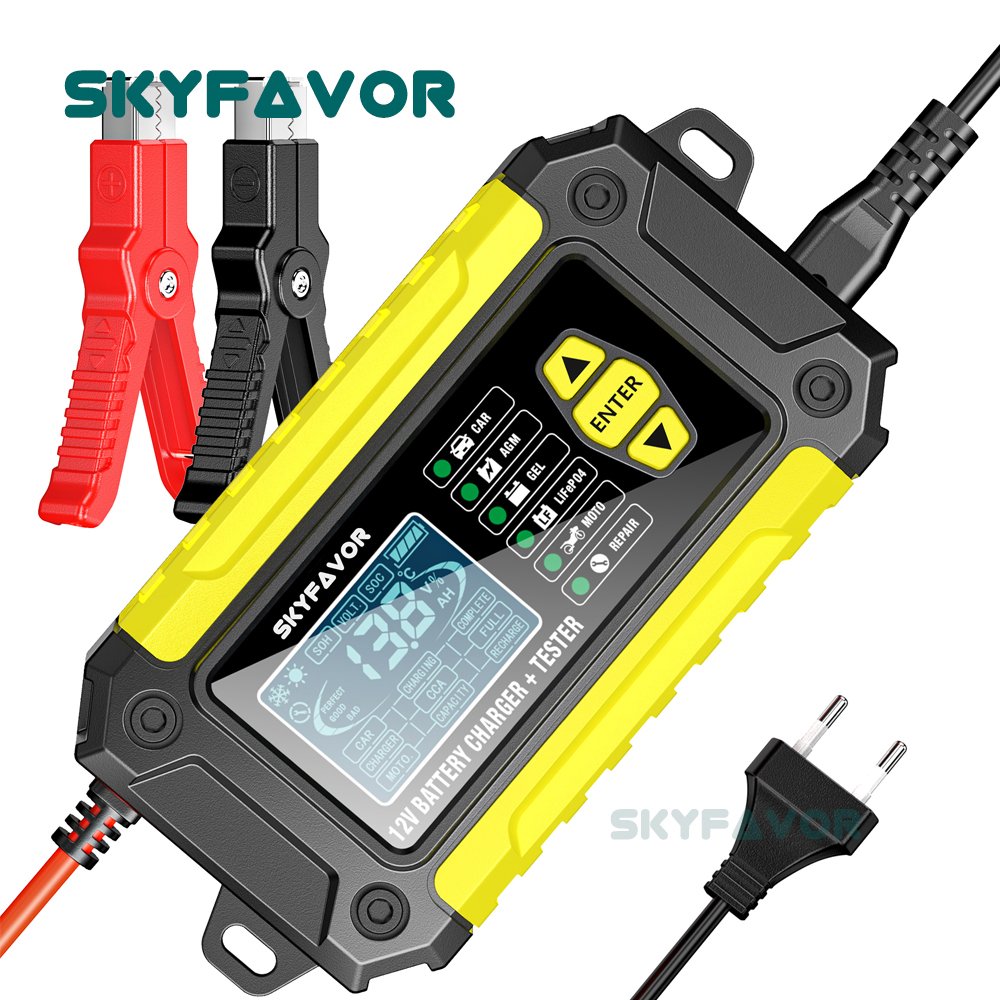 All in one car battery charger 12V 6A automatic gel agm lead acid battery analyzer CCA internal resistance tester & pulse repair