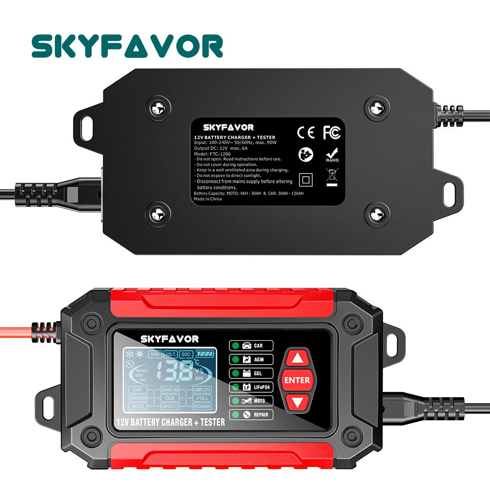 All in one car battery charger 12V 6A automatic gel agm lead acid battery analyzer CCA internal resistance tester & pulse repair
