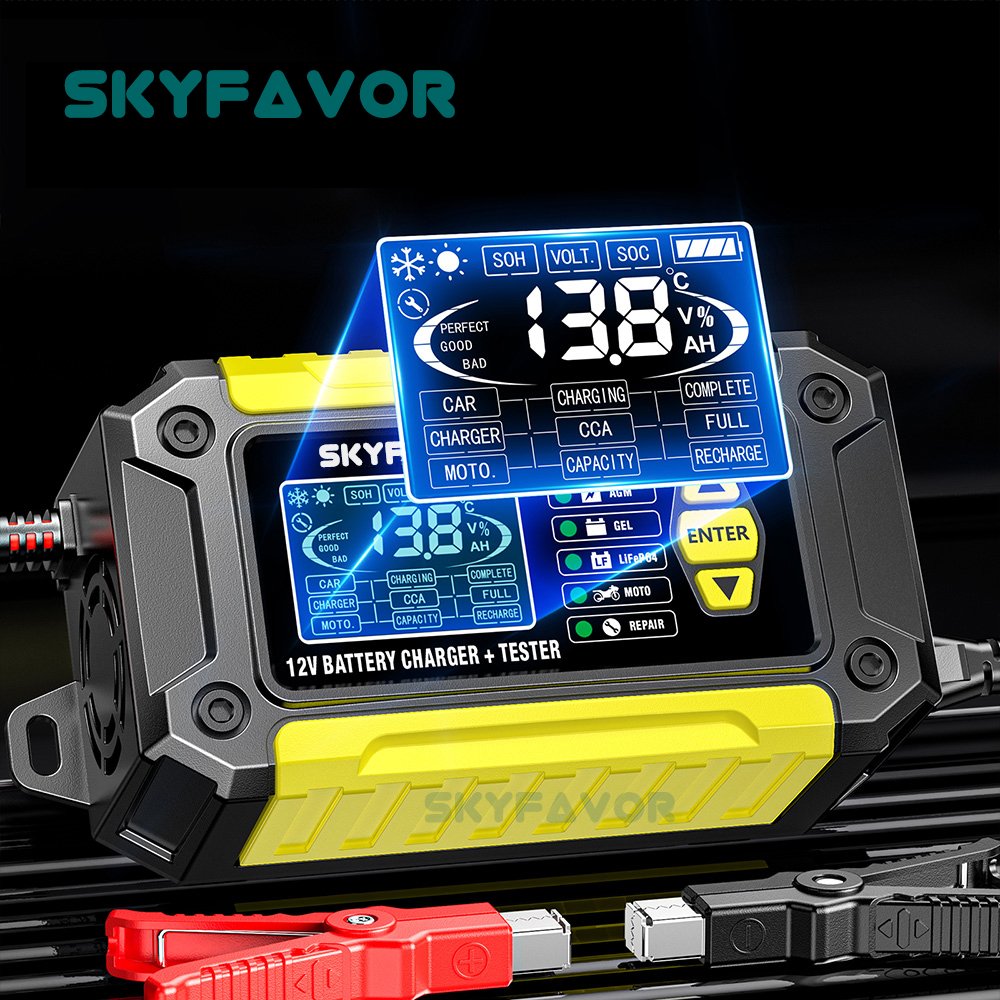 All in one car battery charger 12V 6A automatic gel agm lead acid battery analyzer CCA internal resistance tester & pulse repair
