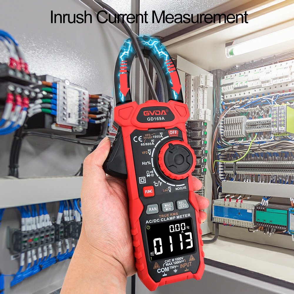 GVDA Advanced Digital Clamp meter Multimeter 1000V 1000A Current Inrush Current VFD Temperature Capacitance Ohm AC DC Tester