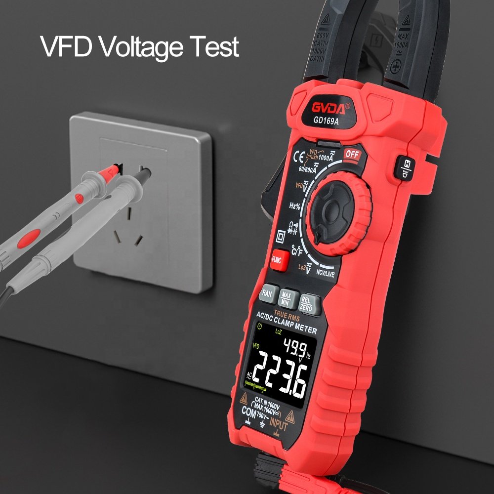 GVDA Advanced Digital Clamp meter Multimeter 1000V 1000A Current Inrush Current VFD Temperature Capacitance Ohm AC DC Tester