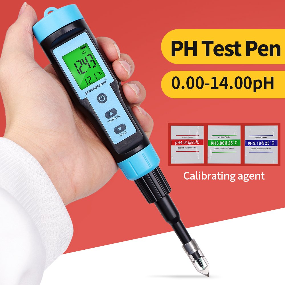 New Intelligent Food PH Test Pen Backlight Display Cheese Meat Fruit Dough Soil Detector With Stainless steel Protective Probe