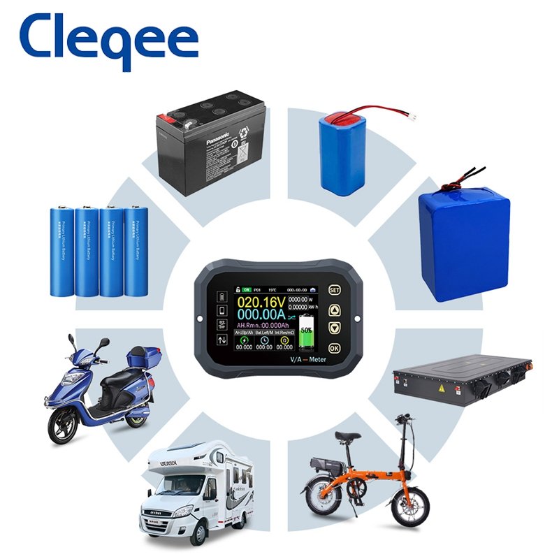 Cleqee KG110F Battery Capacity Tester 120V 100A Coulometer Battery Indicator LCD Power Display Phones Control Coulomb Meter