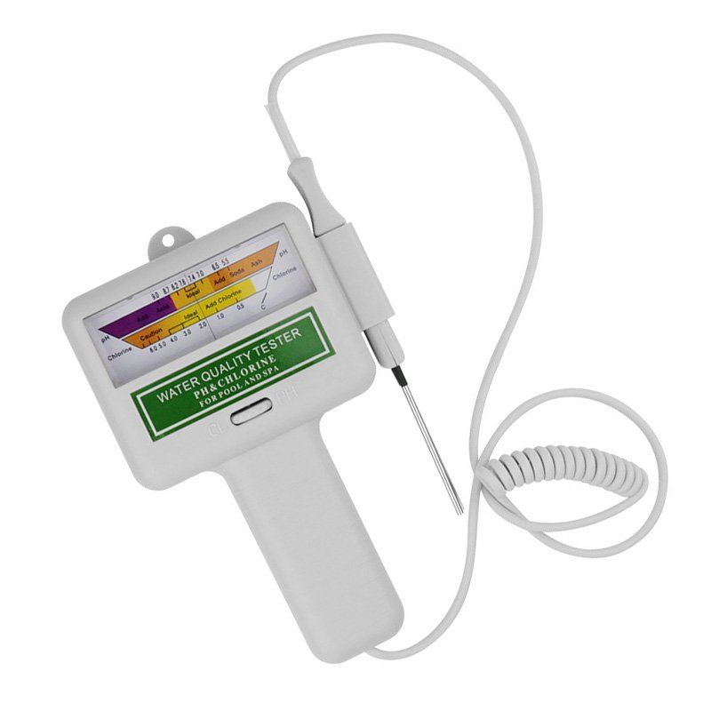 2 in 1 Chlorine Tester PH Tester Dual Scale Handheld CL2 Level Meter Water Quality Analyzer PH Chlorine Tester for Pool Aquarium
