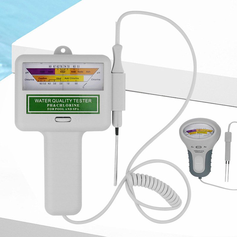 2 in 1 Chlorine Tester PH Tester Dual Scale Handheld CL2 Level Meter Water Quality Analyzer PH Chlorine Tester for Pool Aquarium