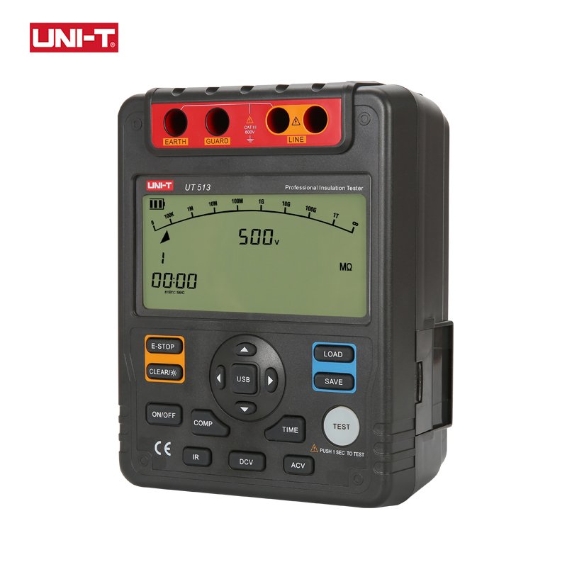 UNI-T UT513 Insulation Resistance Tester Electrical Meter Voltmeter 5000V Automatic Range Digital Megohmmeter Data Hold