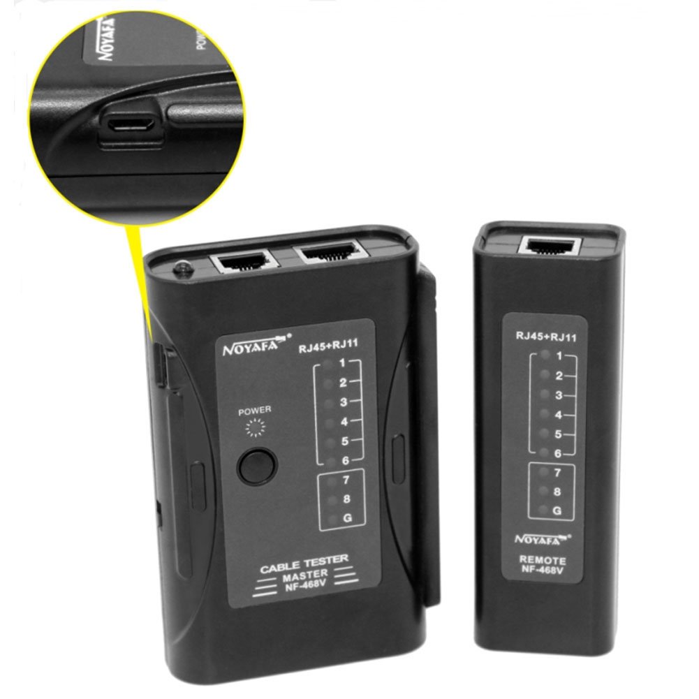 NOYAFA NF-468V Basic User-friendly Network Cable Tester Portable RJ45 RJ11 CAT5 Cat 5e Cat 6 UTP LAN Networking Tool