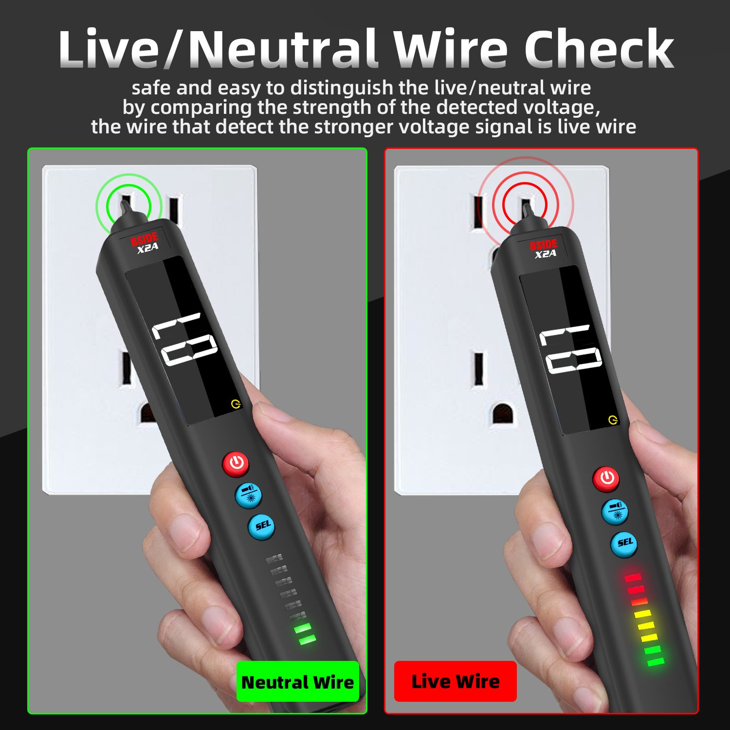 New Arrival BSIDE X2A Digital Multimeter Voltage Tester Non-Contact Detector Capacitance VFC Diode Resistance Rechargeable
